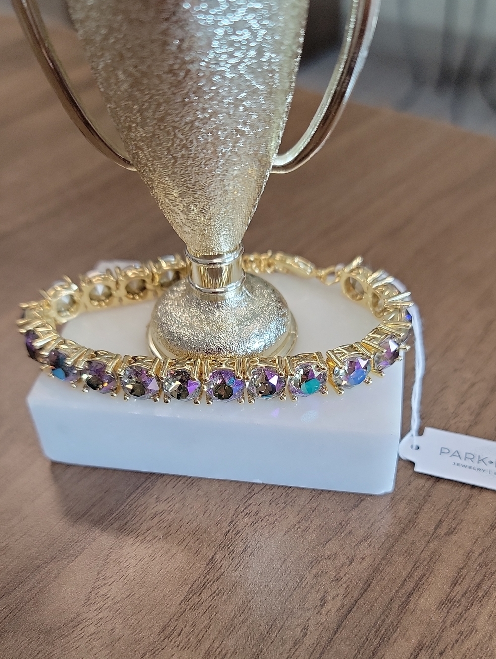 Park Lane Gold-Tone Bracelet with Iridescent Purple and Teal Stones